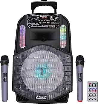 TARGET TT-PSG-802 Wireless Bluetooth Trolley Speaker 5.25 60 WATTS RMS, Karaoke with 2 Wireless Mic, Remote Control, FM Radio, Aux in/USB/SD Card with...