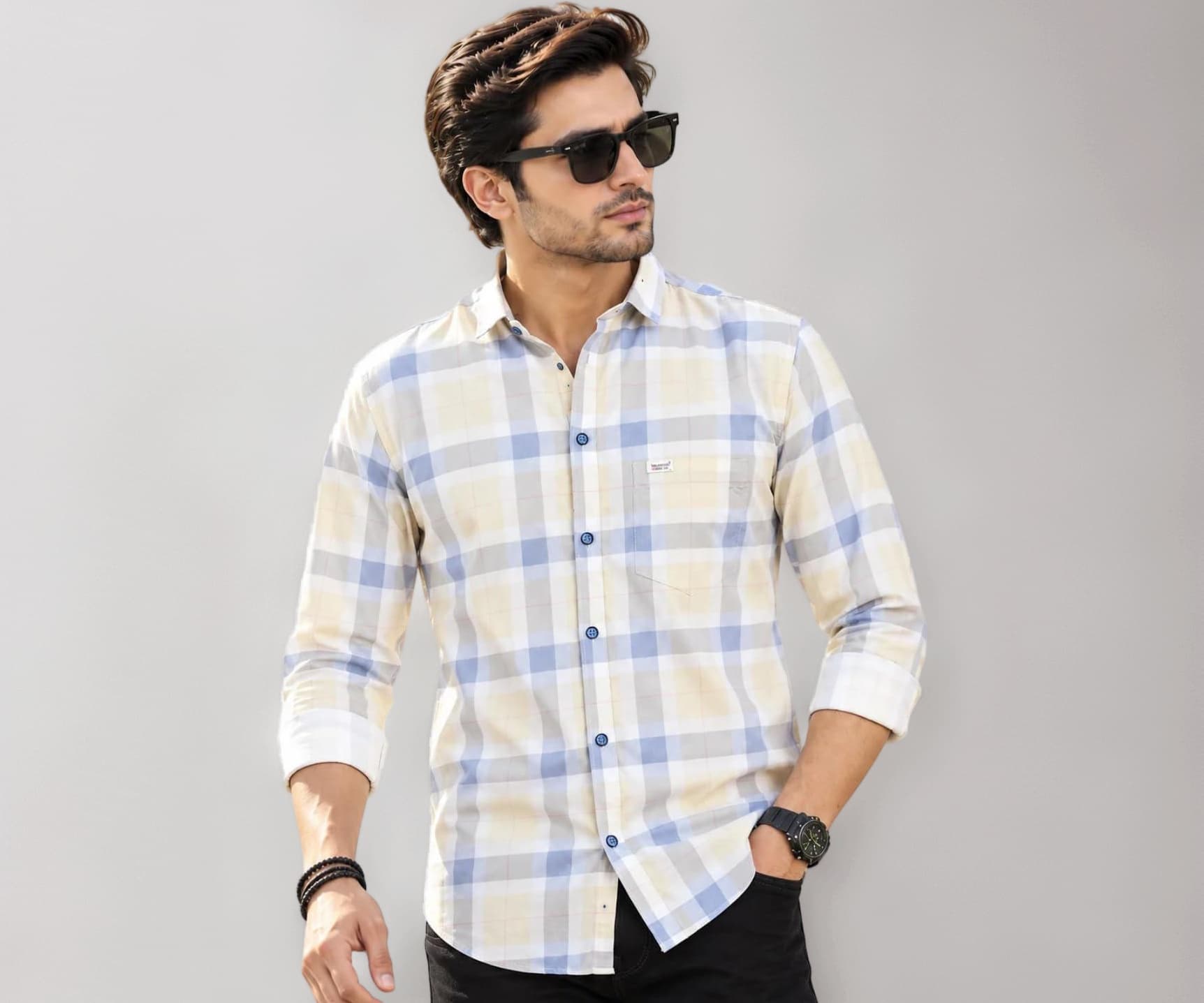 Majestic Man Men Box Checkered Slim Fit Cotton Casual Shirt