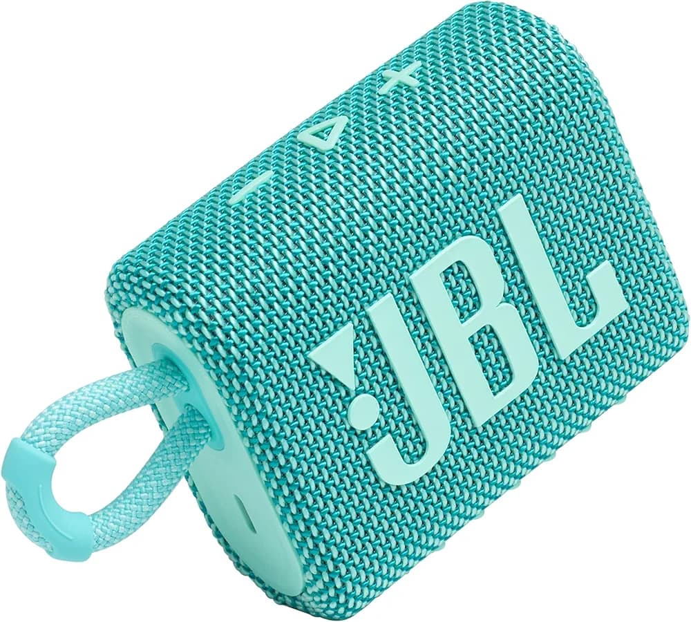 (Renewed) JBL Go 3, Wireless Ultra Portable Bluetooth Speaker, JBL Pro Sound, Vibrant Colors with Rugged Fabric Design, Waterproof, Type C (Without Mic, Teal)