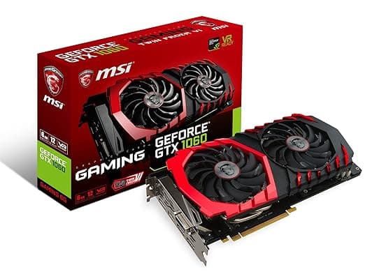 MSI GAMING GeForce GTX 1060 6GB GDRR5 192-bit HDCP Support DirectX 12 Dual TORX 2.0 Fan VR Ready Graphics Card (GTX 1060 GAMING 6G) Graphics Cards