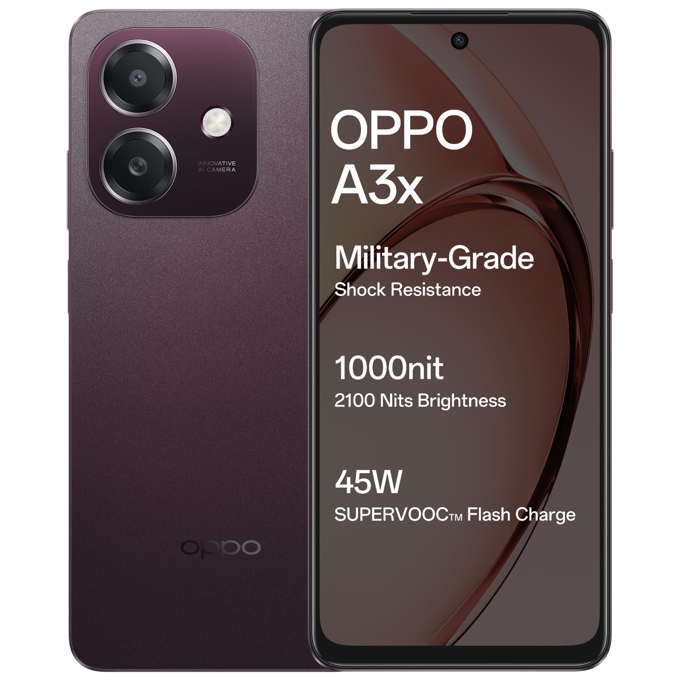 OPPO A3X 4G (Nebula Red, 4GB RAM, 64GB Storage)| with No Cost EMI/Additional Exchange Offers