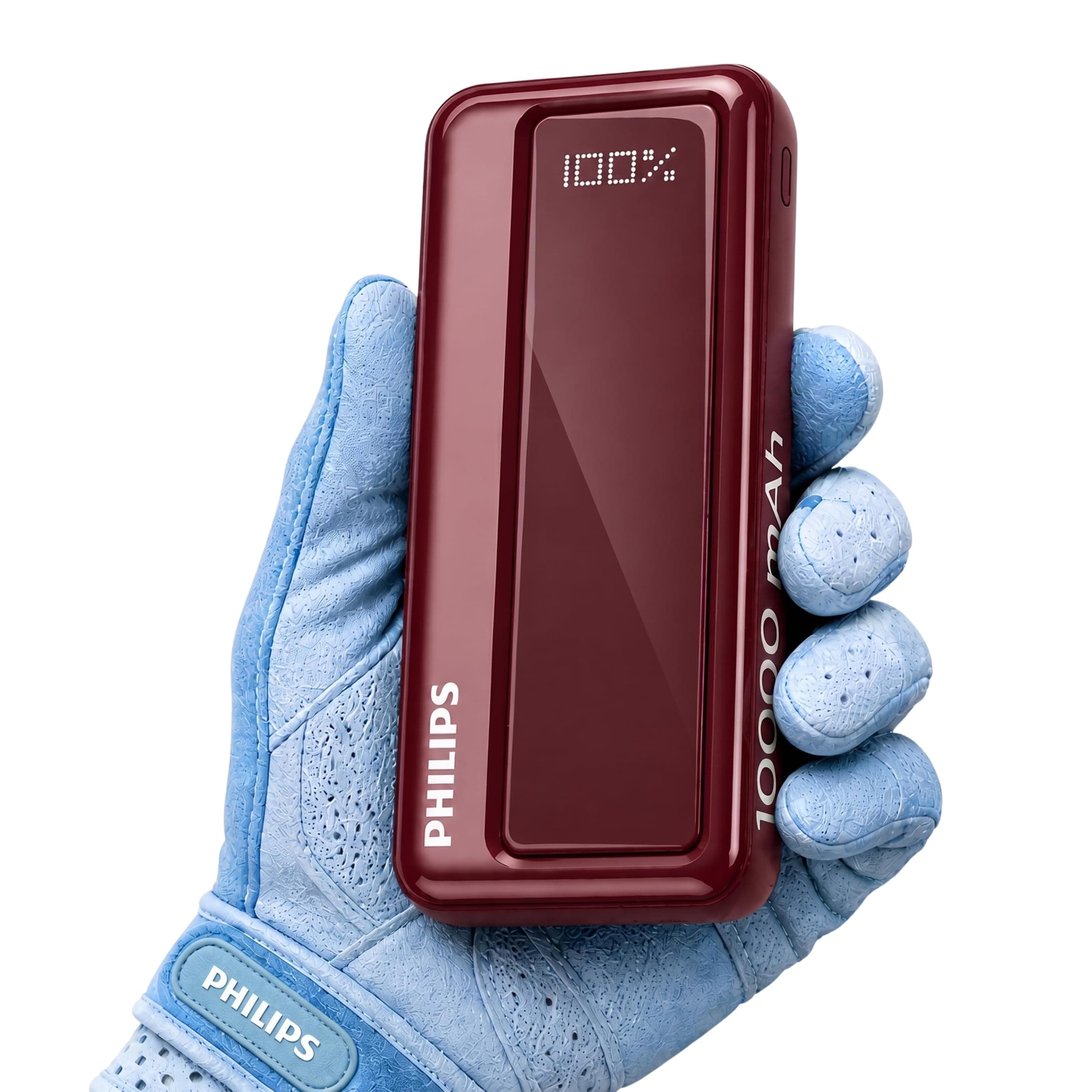 Philips 10000mAh 22.5W Fast Charging Power Bank (Iron Red) with Digital LED Display | Type-C & USB-A Input/Output | 3 Outp...