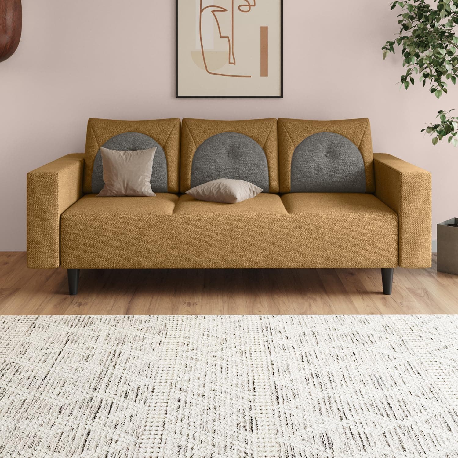 GODREJ INTERIO Cresco 3-Seater Fabric Sofa