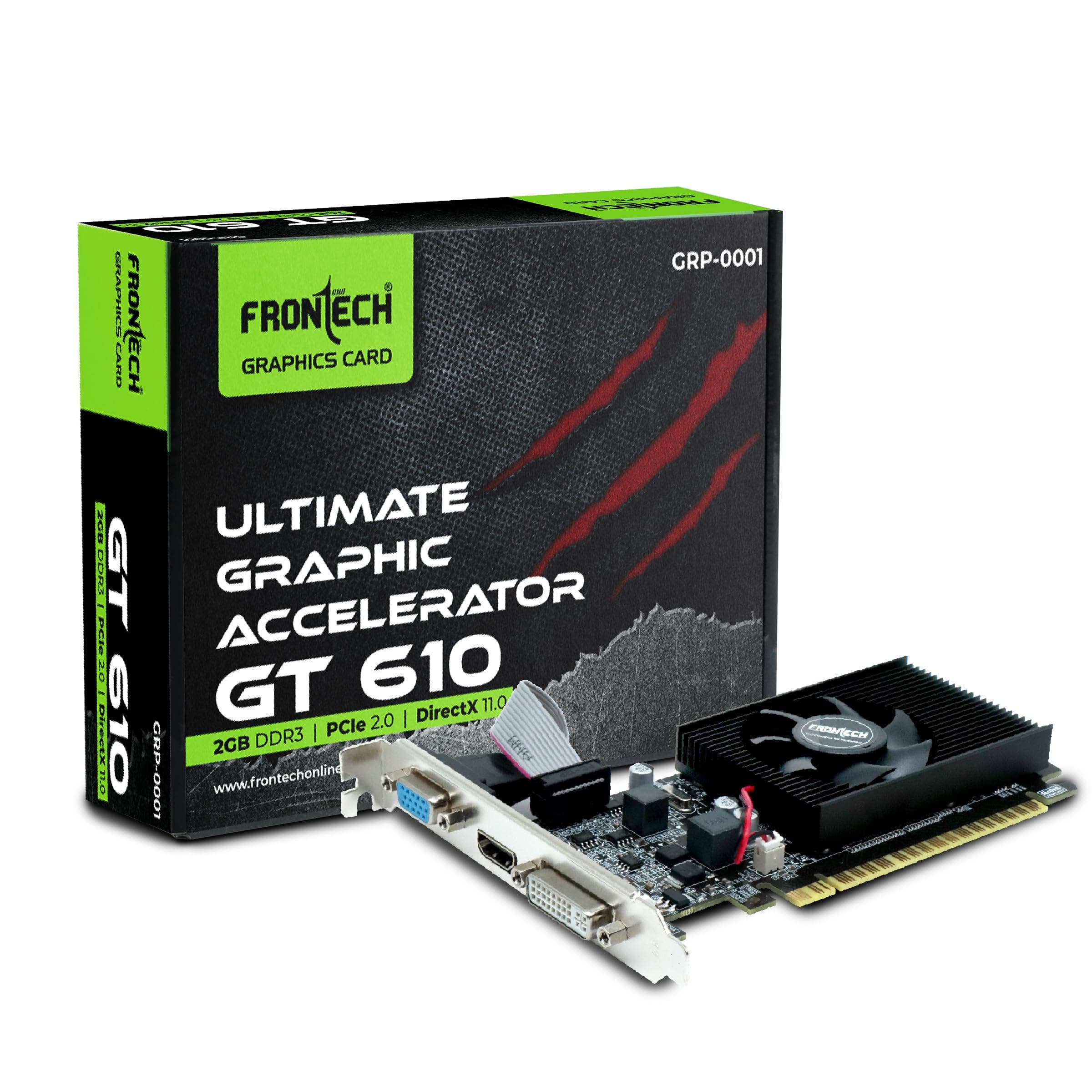 FRONTECH GT610-2GD3 Graphics Card with 2 GB DDR3 64 BIts PCI Express RAM, Quality Gaming Graphics Card, Single Cooling Fan, 3 Years Warranty (GRP-0001...