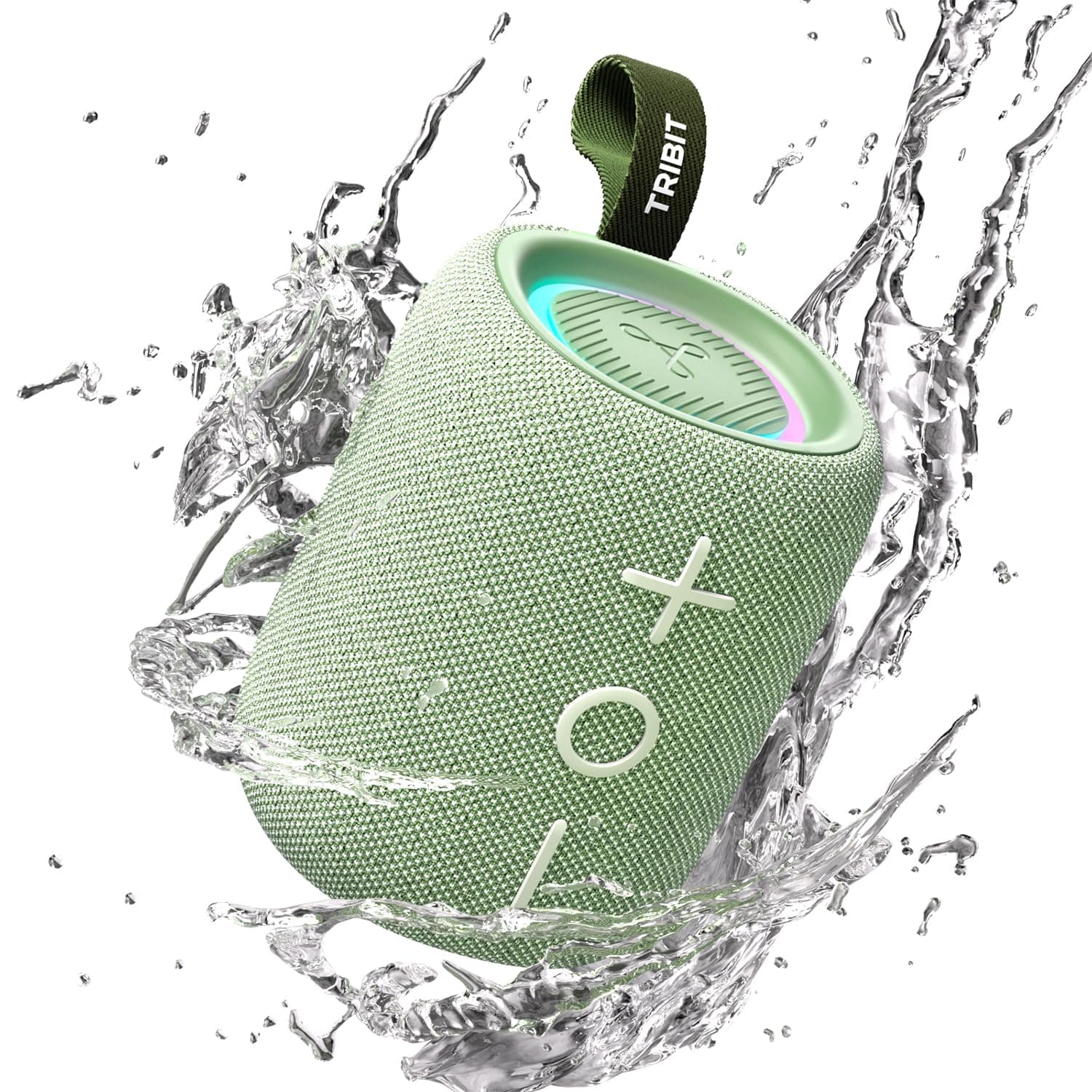 Tribit StormBox Mini+ Bluetooth Speaker 12W,360°Surround Sound,Custom EQ,12H Playtime,BT 5.4,AAC/SBC Support,LED Lights,IPX7 Waterproof,TWS Pairing,Type-C, Portable for Home/Outdoor/Travel Green
