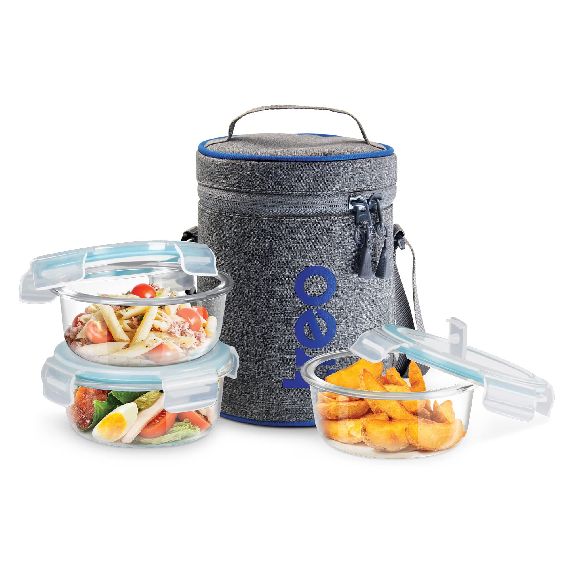 Treo by Milton All Fresh Borosilicate Glass Tiffin, 400 ml, Set of 3, Transparent