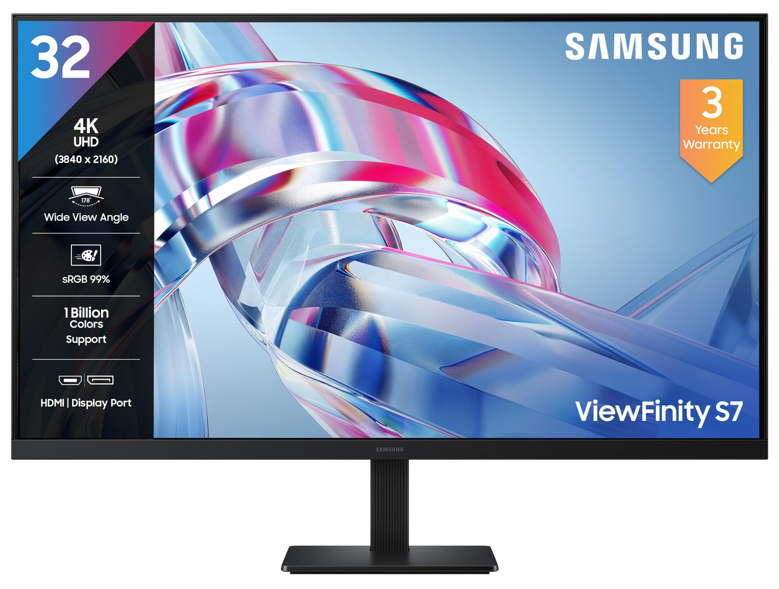Samsung 32" 4K UHD Monitor|4K 3840 x 2160|HDR 10|SRGB 99%|1.07 Billion Colors|Wide Viewing Angle|Ports-HDMI,DP,Headphone|PIP|PBP|Eye Saver Mode|LS32H7...