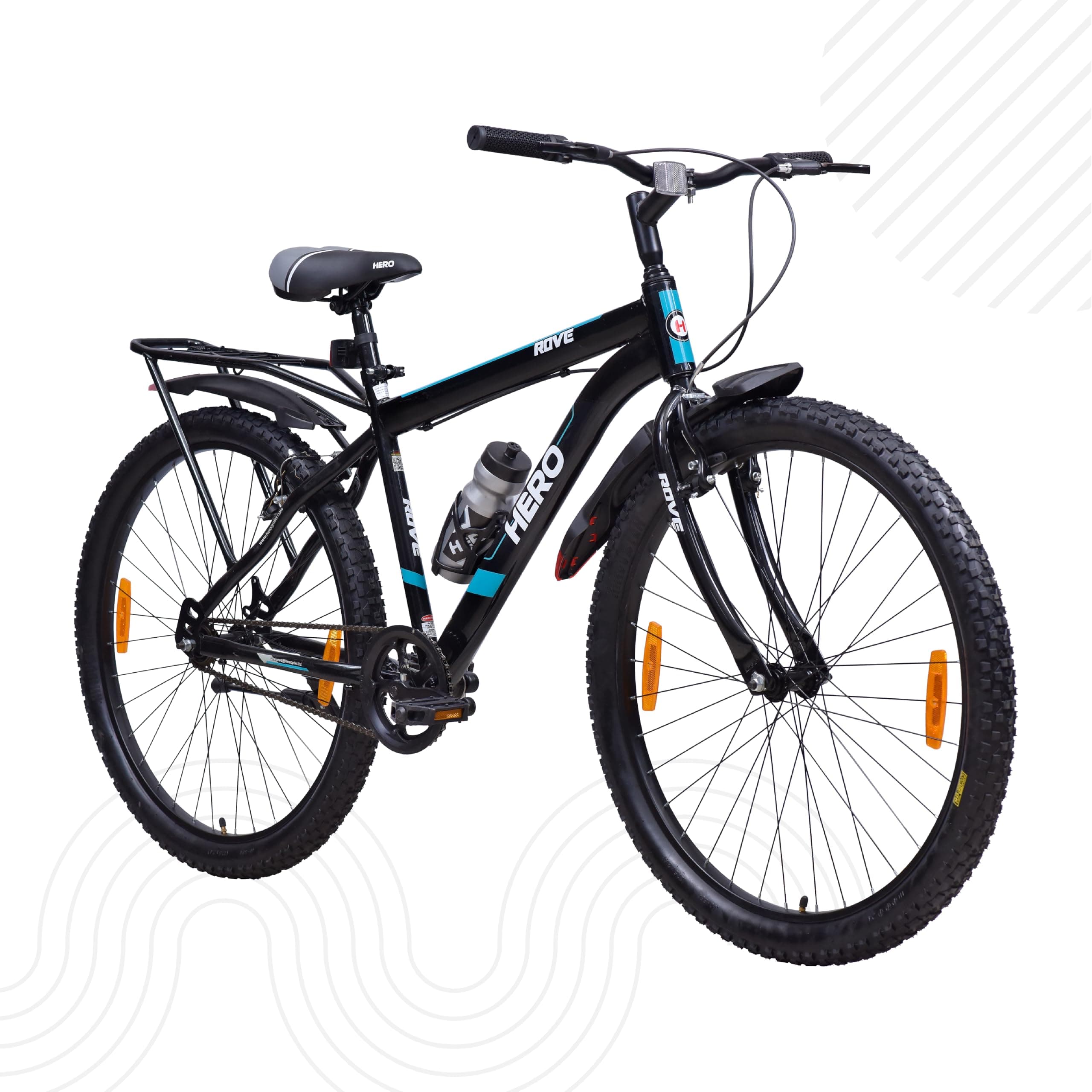 Hero Rove 27.5T Bicycle for Mens | Inbuilt Carrier | Rigid Suspension | V Brake | Black-Green | Frame:18 Inches | 95% Assembled Cycle(Ready to Ride in...