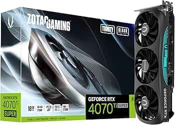 ZOTAC Gaming GeForce RTX 4070 Ti Super Trinity GDDR6X Black Edition 256bit PCIe 4 Graphics Card with 2625Mhz Boost Clock & (2 Years Warranty + 3 Years...
