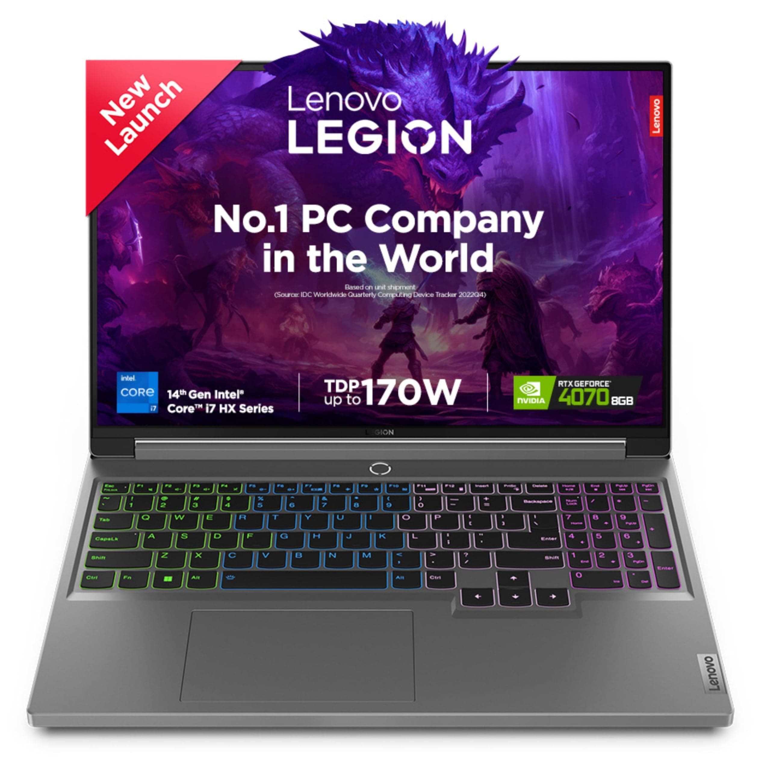 Lenovo Legion 5 Intel Core i7-14650HX 16" (40.64cm) WQXGA IPS 350Nits 165Hz Gaming Laptop (16GB/1TB SSD/Win 11/Office 2021/NVIDIA RTX 4070 8GB/100%sRG...