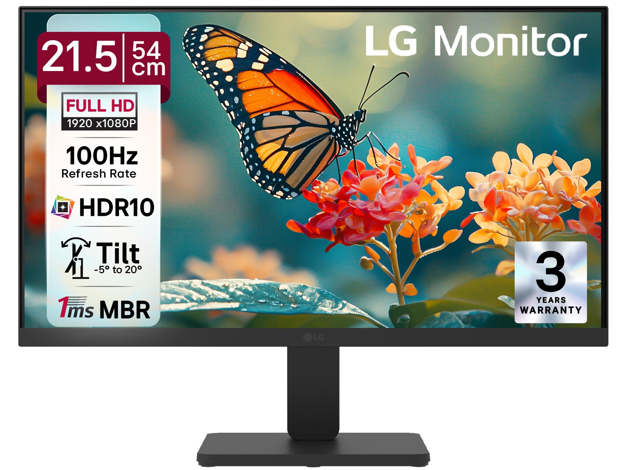 LG 22U401A 54.61 cm (22 Inch) Full HD (1920x1080) VA Monitor with 100Hz, 5ms (GtG),VGA, HDMI, 3-Side Virtually Borderless Design, sRGB 99% (Typ.), HDR...
