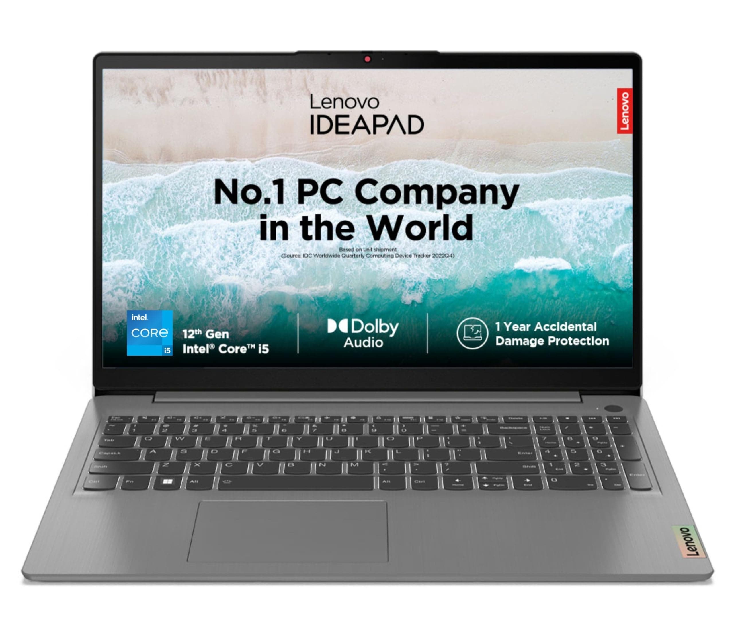 Lenovo IdeaPad Slim 3 Intel Core i5 12th Gen 15.6" (39.62cm) FHD Thin & Light Laptop (16GB/512GB SSD/Windows 11/Office 2021/Backlit/2Yr Warranty/3months Game Pass/Arctic Grey/1.63Kg), 82RK0085IN
