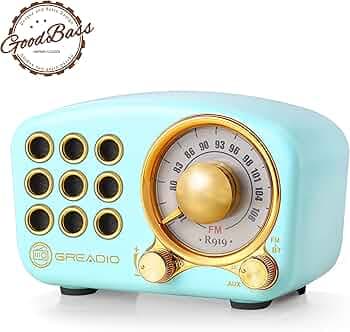 Retro Bluetooth Speaker, Vintage Radio-Greadio FM Radio with Old Fashioned Classic Style, Strong Bass Enhancement, Loud Volume, Bluetooth 4.2 Wireless...