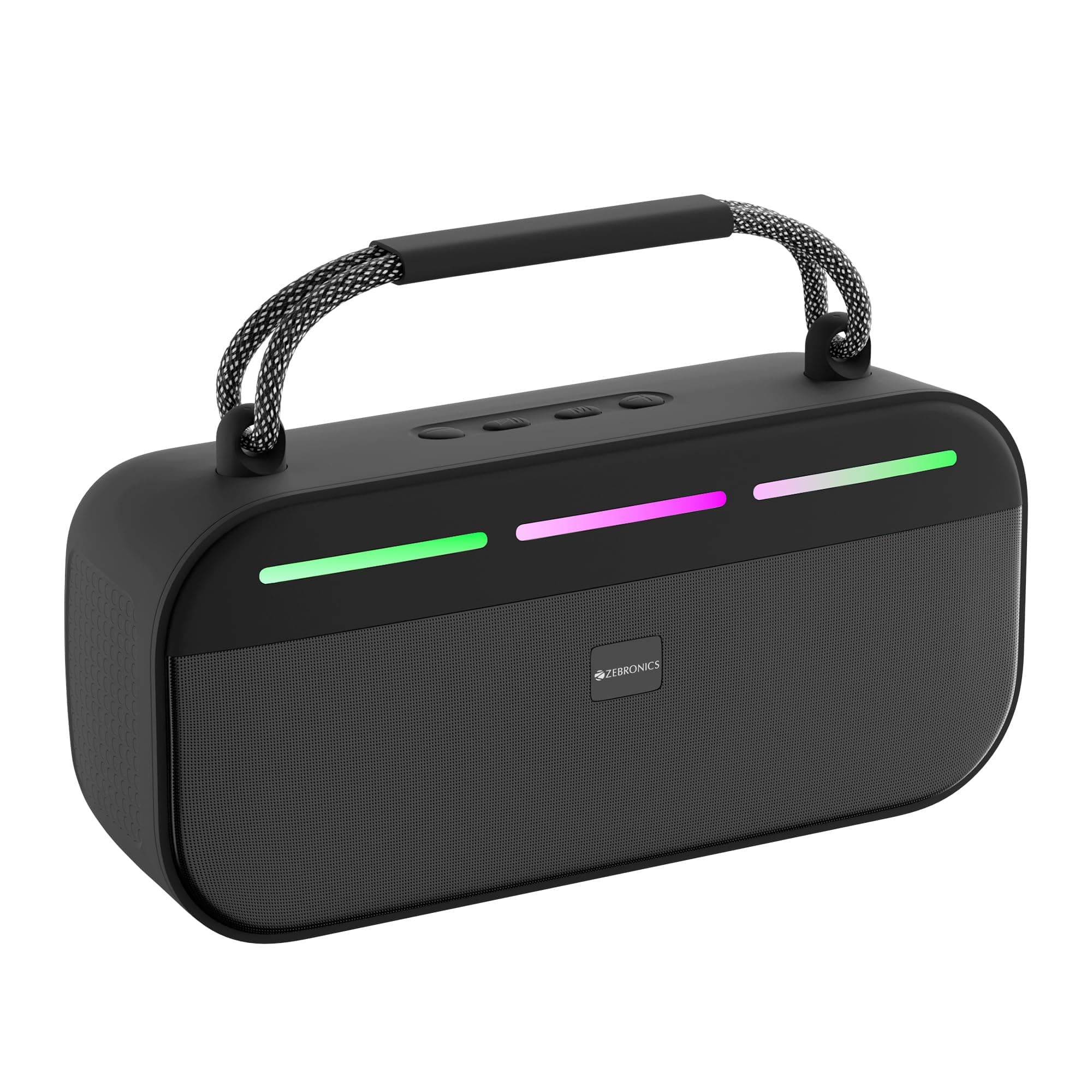 Zebronics Sound Feast 45 Portable Bluetooth Speaker, 20W RMS, Up to 5h Playback, 6.6cm Driver, Deep Bass, 4 RGB Modes, BT v5.4, USB, mSD, TWS, Type-C ...