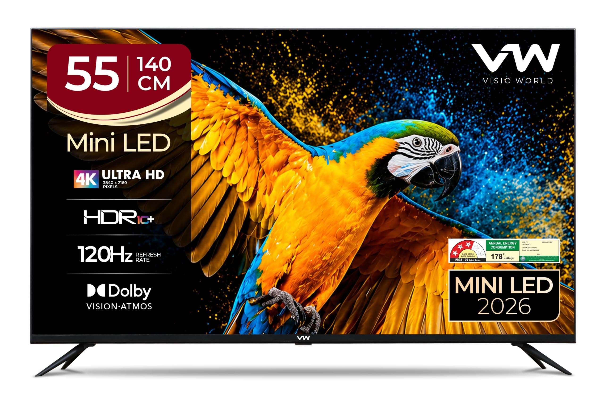 VW 140 cm (55 inches) 4K Ultra HD QLED Smart Mini LED Google TV VW55MINIQ1