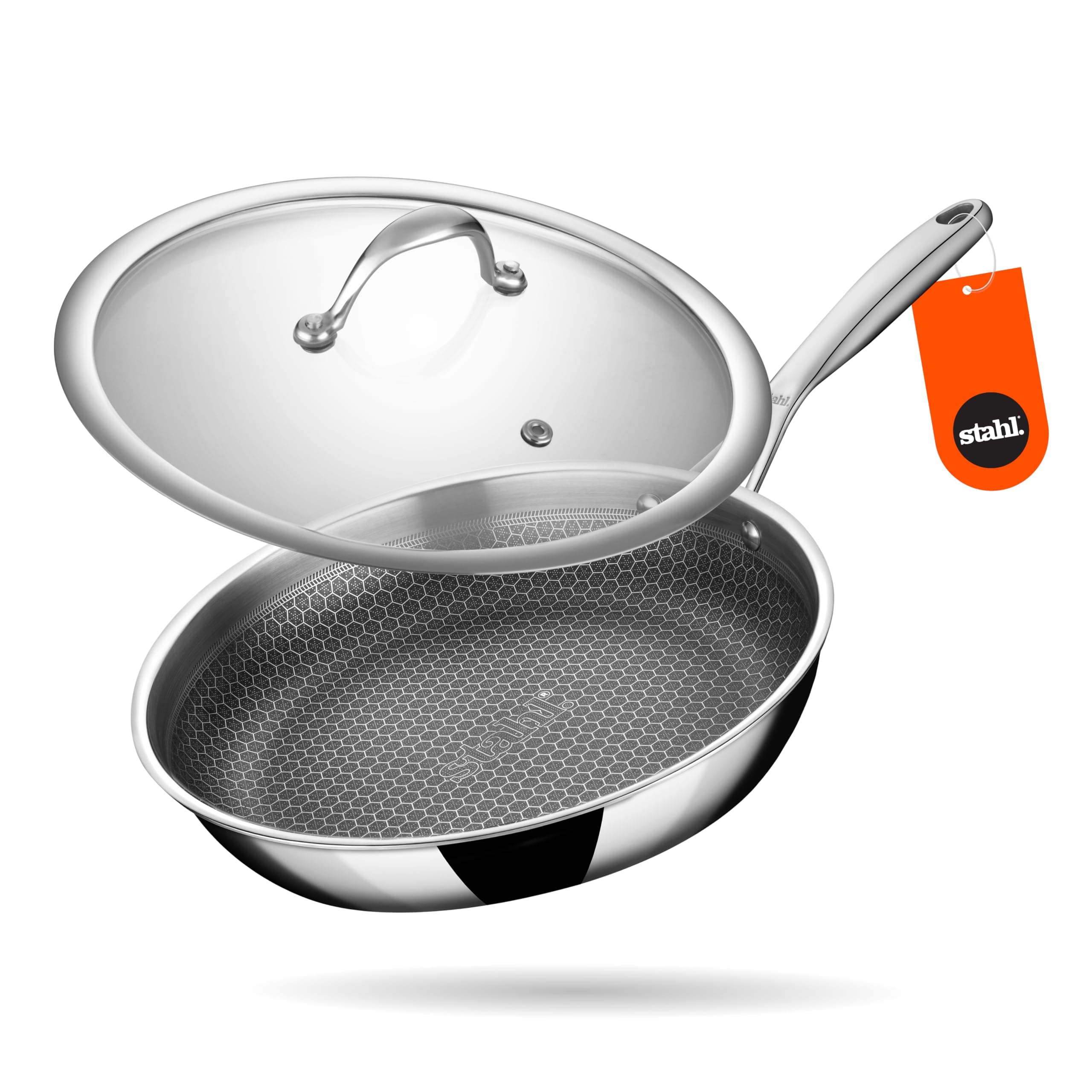 Stahl Triply Stainless Steel Artisan Hybrid Frypan with Lid, 6424, 24 cm, 1.8 Liters