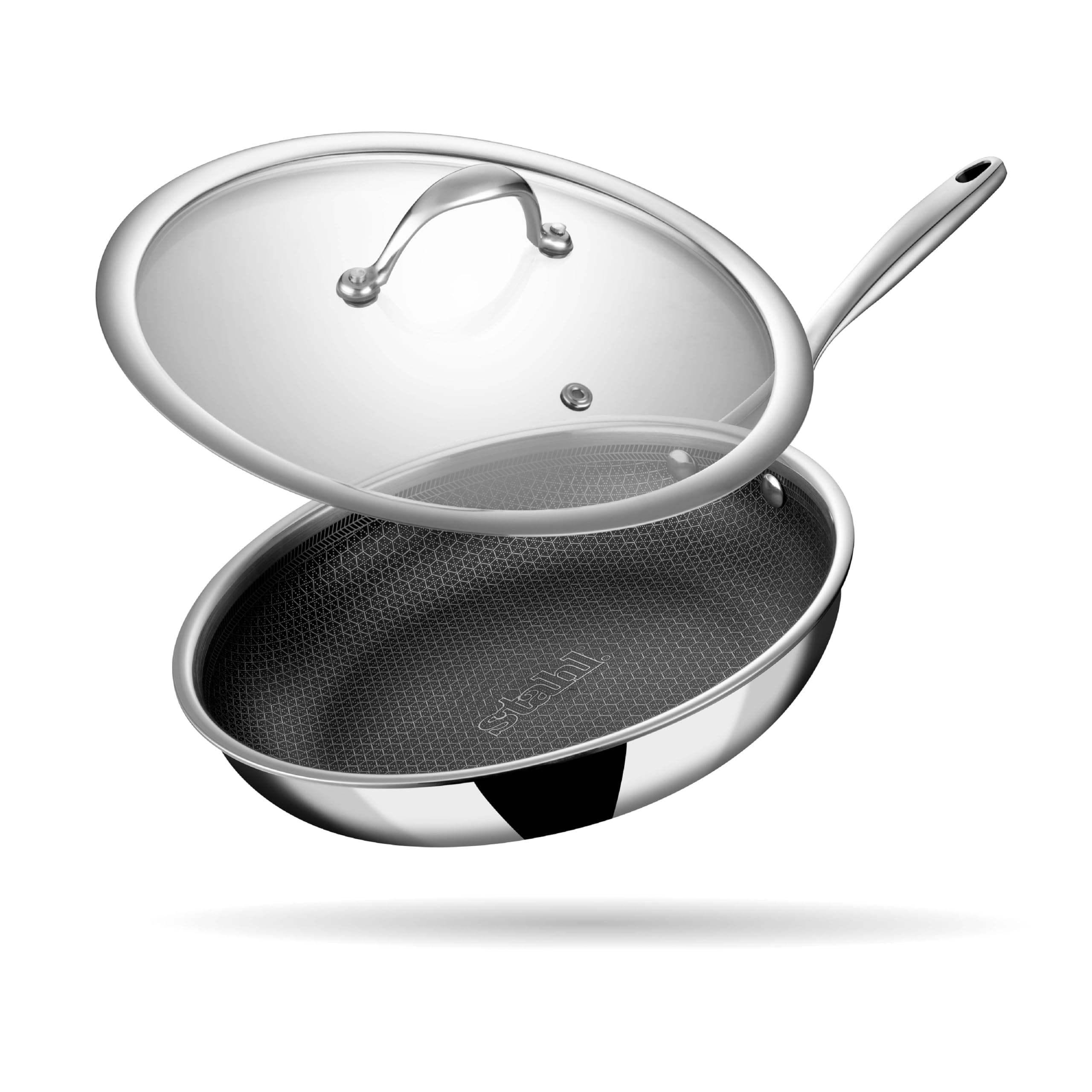 Stahl Triply Stainless Steel Artisan Hybrid Frypan with Lid, 6424, 24 cm, 1.8 Liters