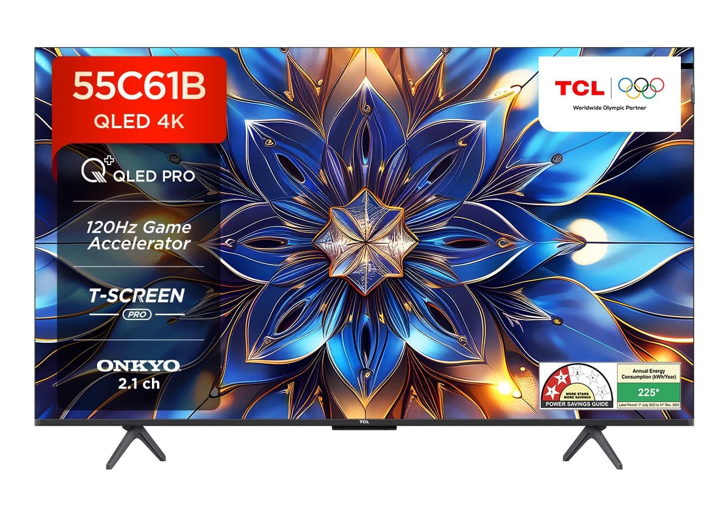 TCL 139 cm (55 inches) 4K Ultra HD Smart QLED Google TV 55C61B (Black)