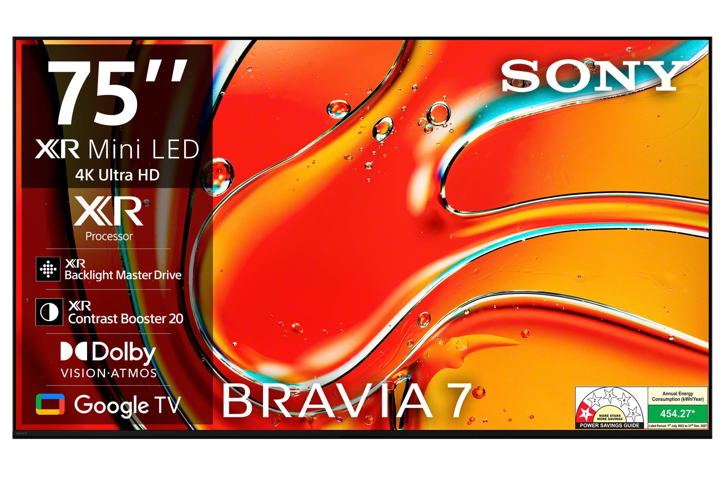 Sony 189 cm (75 inches) BRAVIA 7 4K Ultra HD AI Smart Mini LED Google TV K-75XR70 (Black)