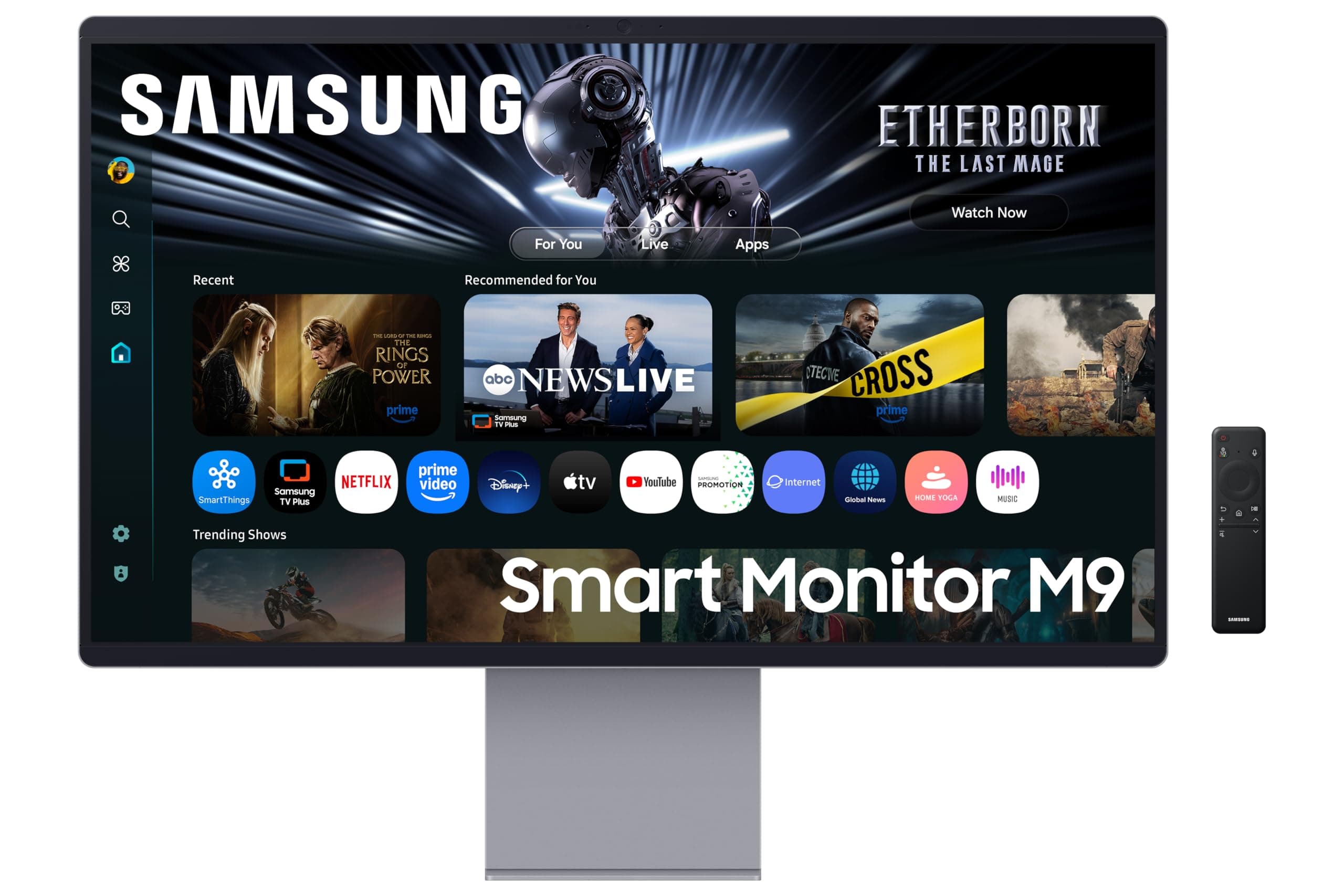 Samsung M9 Series 32 Inch (80 cm) Vision AI Smart Monitor, 4K QD-OLED (3840 x 2160), in-Built Speaker, Camera 12MP, 165Hz, 0.03ms, Wi-Fi, Bluetooth, USB-C, DP, USB (LS32FM900SWXXL, Carbon Silver)