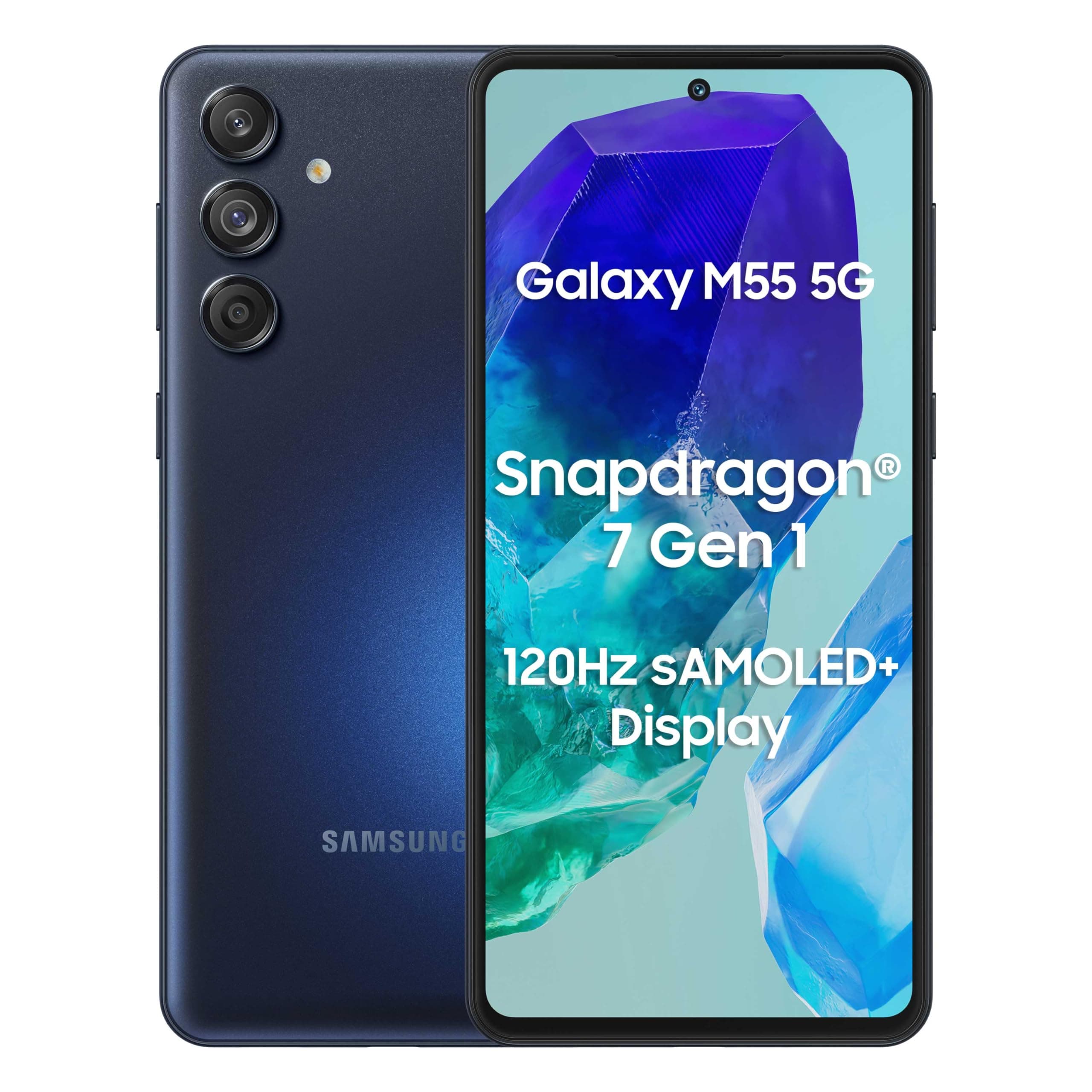 Samsung Galaxy M55 5G (Denim Black,8GB RAM,256GB Storage) | 50MP Triple Cam| 5000mAh Battery| Snapdragon 7 Gen 1 | 4 Gen. OS Upgrade & 5 Year Security...