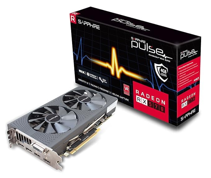 Sapphire Pulse Radeon RX 570 4GB DDR5 Dual Fan PCI-Express Card (1284 MHz Boost Clock, 2048 GCN Stream Processors) OverClock Edition Graphics Cards