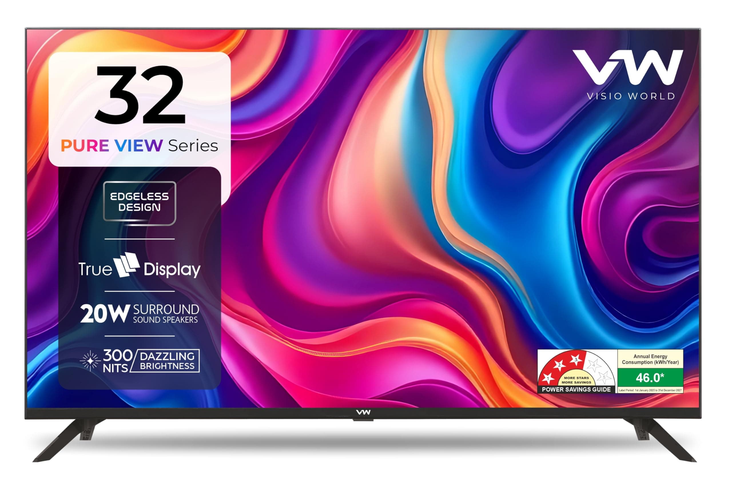 VW 80 cm (32 inches) HD Ready LED TV VW32A (Black) (2021 Model)