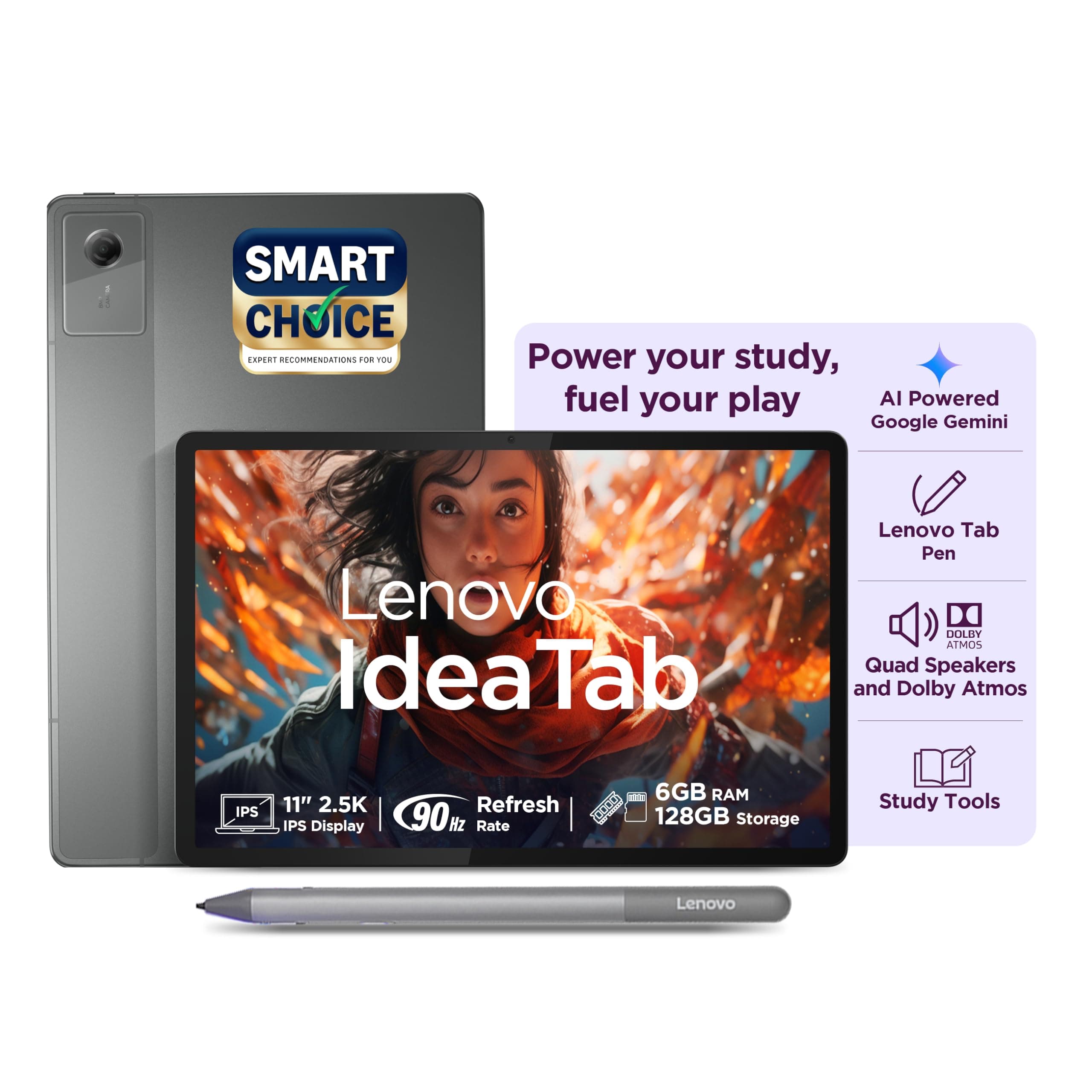 Lenovo Idea Tab with Tab Pen | WiFi Only |11" 2.5K IPS Display |6GB RAM + 128GB ROM (Expandable Upto 2TB)| MediaTek Dimensity 6300|7040mAh|4 Speakers|...