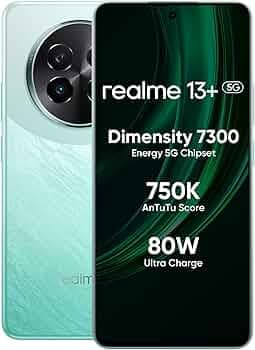 realme 13+ 5G (Speed Green, 8GB RAM, 128GB Storage) | Expandable Upto 2TB | Up to 18GB Dynamic RAM | 50MP AI Dual Camera | 6.67" AMOLED Display | 80W ...