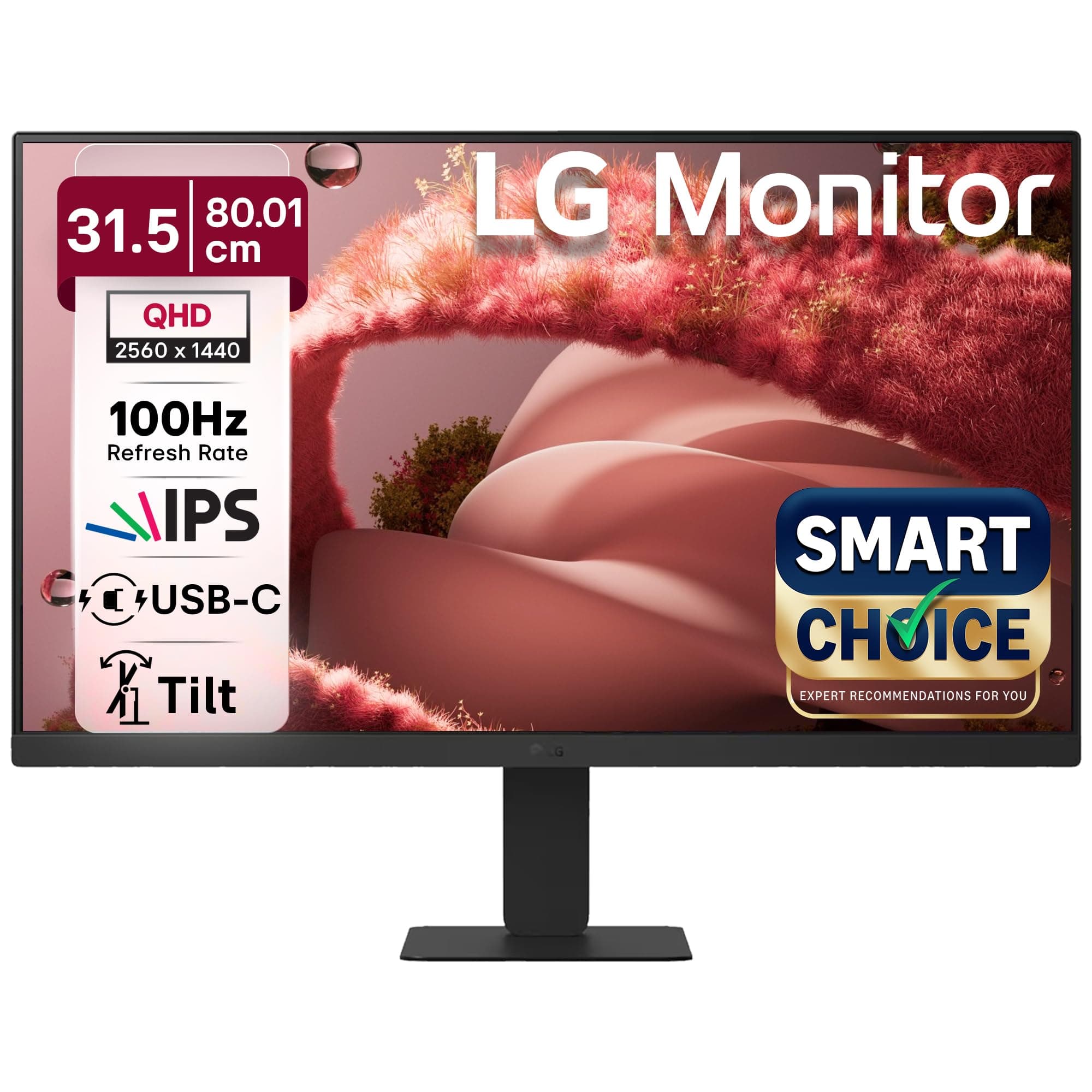 LG 32U631A IPS QHD (2560x1440) Monitor, 32 Inch, 100Hz, sRGB 99% (Typ.), HDR10, USB-C with PD 15W, HDMI, 3 Side Virtual Borderless, Head Phone Out, Re...