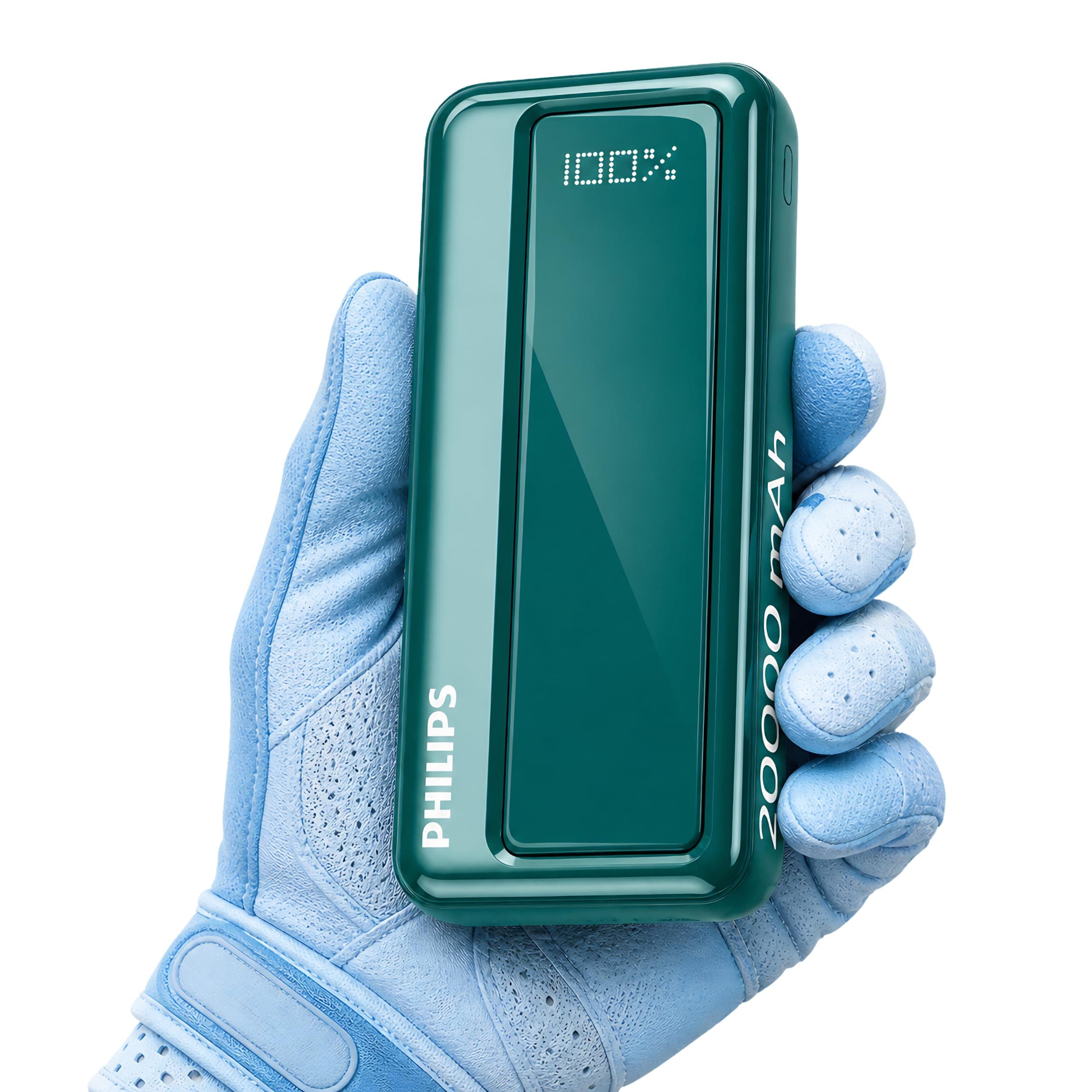 Philips 20000mAh 22.5W Fast Charging Power Bank (Deep Cyan) with Digital LED Display | Type-C & USB-A Input/Output | 3 Output Ports | Lithium Polymer ...
