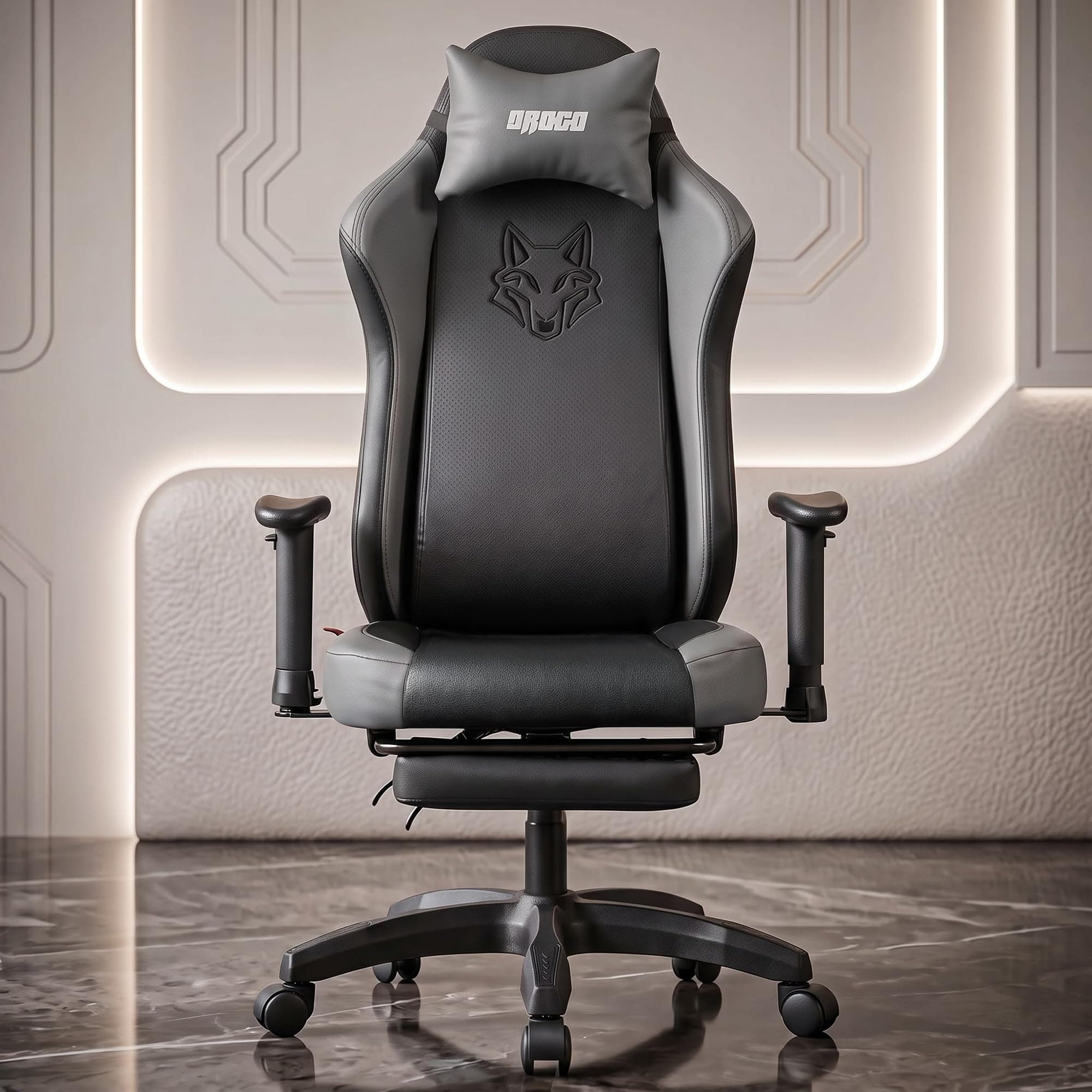 DROGO Alpha-X Ergonomic Gaming Chair with Footrest | Premium PU Leather with 135° Recline | 2D Padded Armrest | Computer C...