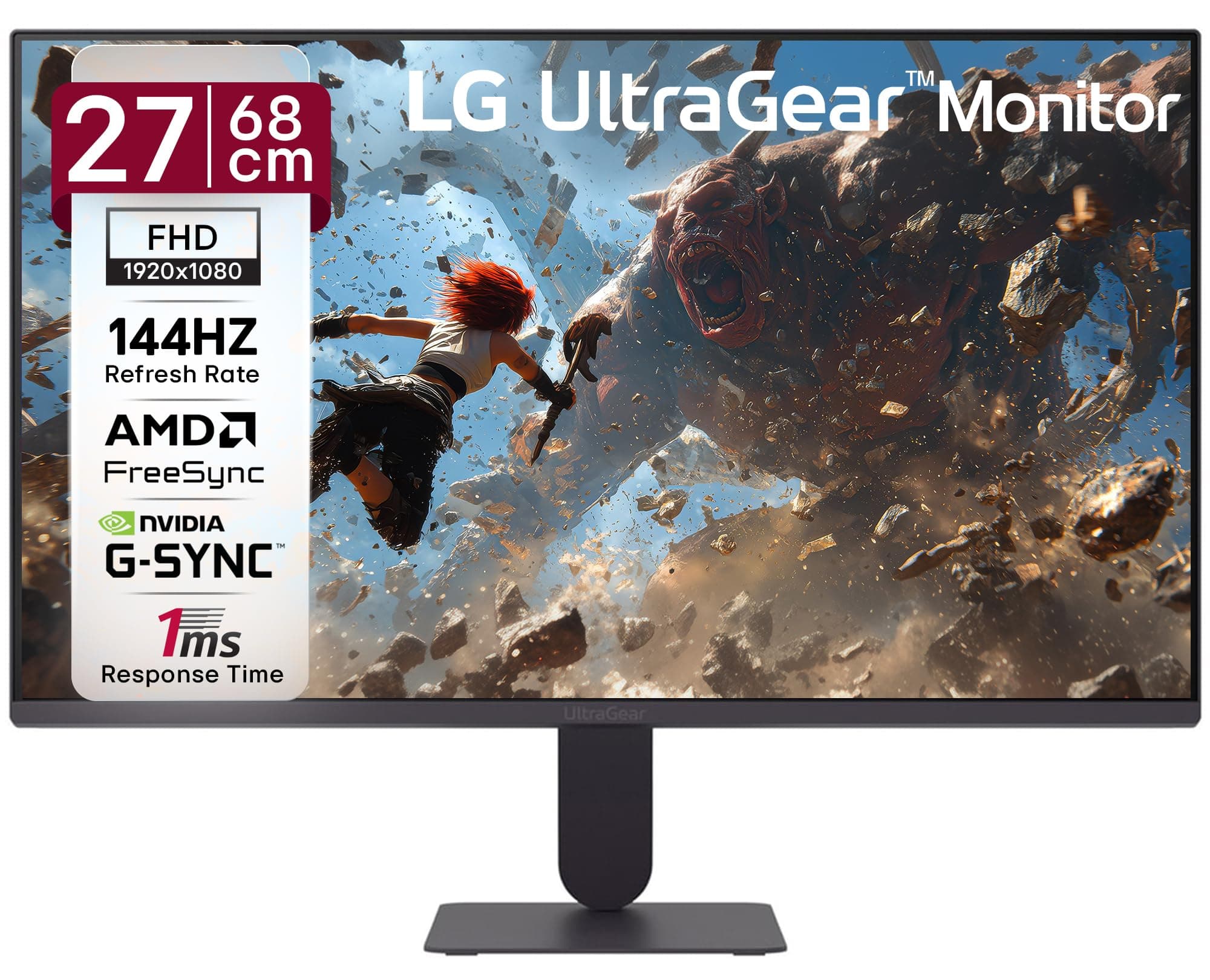 LG 27G411B 68 cm (27 Inch) Ultragear FHD(1920 x 1080) IPS Gaming Monitor, 1ms MBR, 144Hz, HDR10, NVIDIA G-Sync Compatible,...