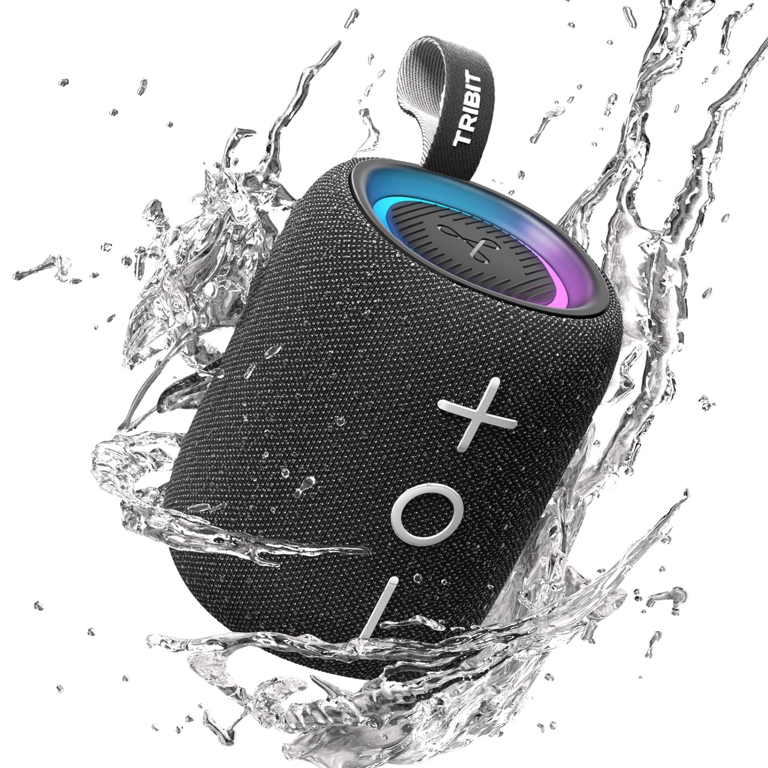 Tribit StormBox Mini+ Bluetooth Speaker 12W,360°Surround Sound,12H Playtime,BT 5.4,IPX7 Waterproof,LED Lights,Custom EQ,TWS Pairing,Type-C, AAC/SBC Support,Portable for Home/Outdoor/Travel Black