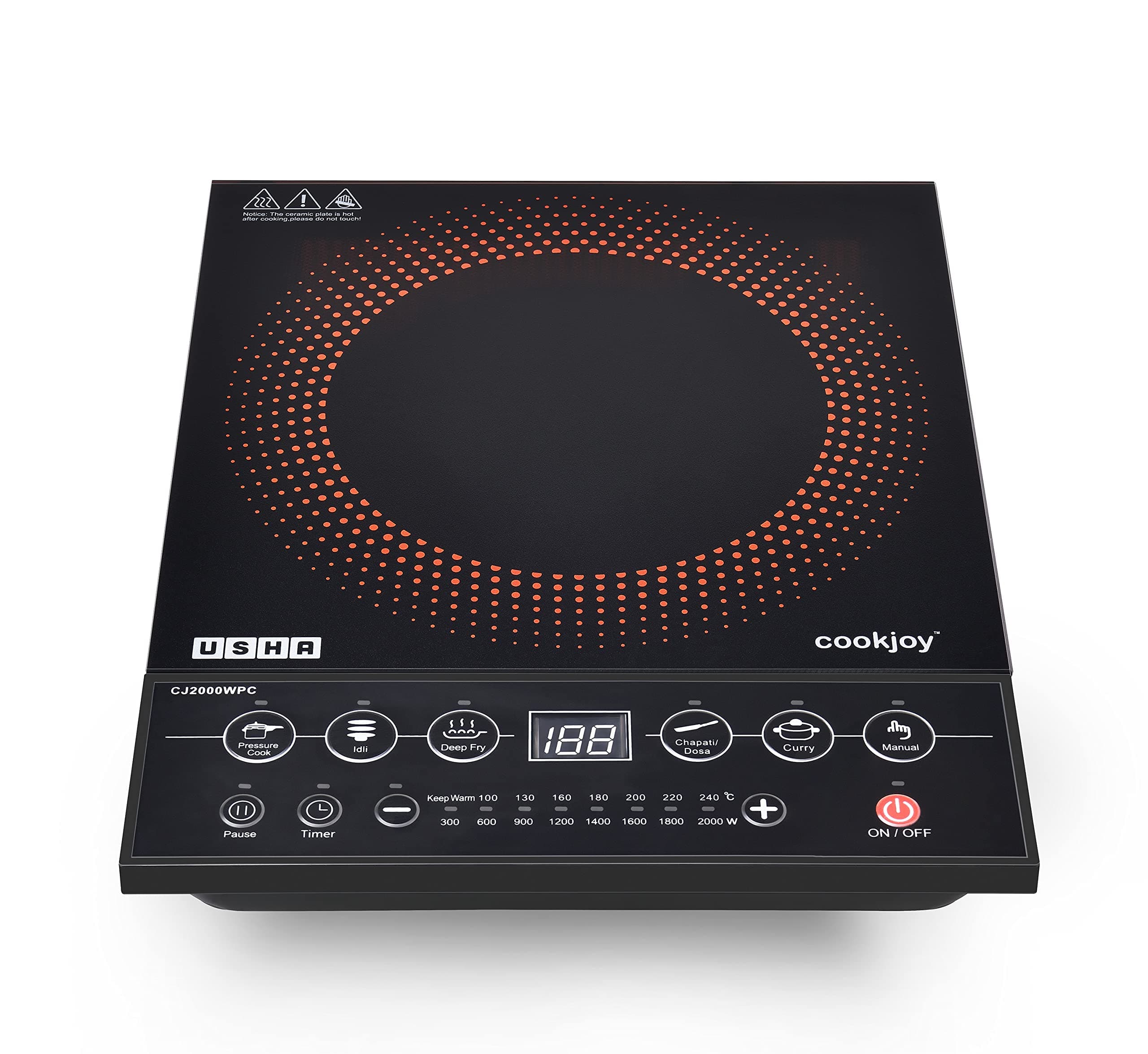 Usha CookJoy (CJ2000WPC) 2000 Watt Induction cooktop (Black)