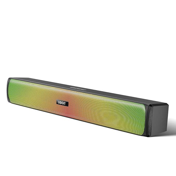 UBON SP60 20W BT Soundbar with 10 Hours Playtime| RGB Lights | Bluetooth 5.3, Aux & USB Connectivity | 2000 mAh Battery | 2X Bass (Black)
