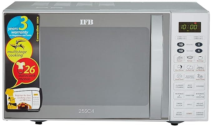 (Renewed) IFB 25 L Convection Microwave Oven (25SC4, Metallic Silver) Microwave Ovens