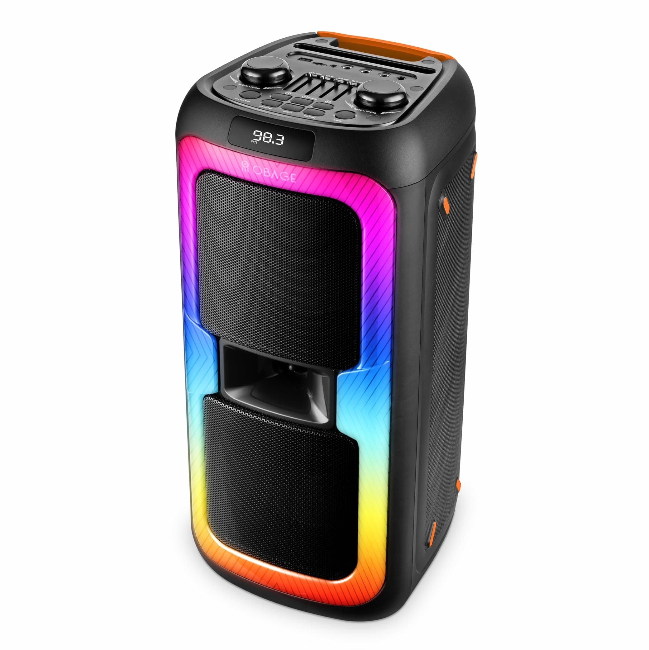 OBAGE PartyBox PB-88 Bluetooth Party Speaker with 100 Watt Output, Dual 8" Driver & 2.5 Inch Tweeter, Upto 8 Hrs Playtime with 8000 mAH Battery, 1 Wir...