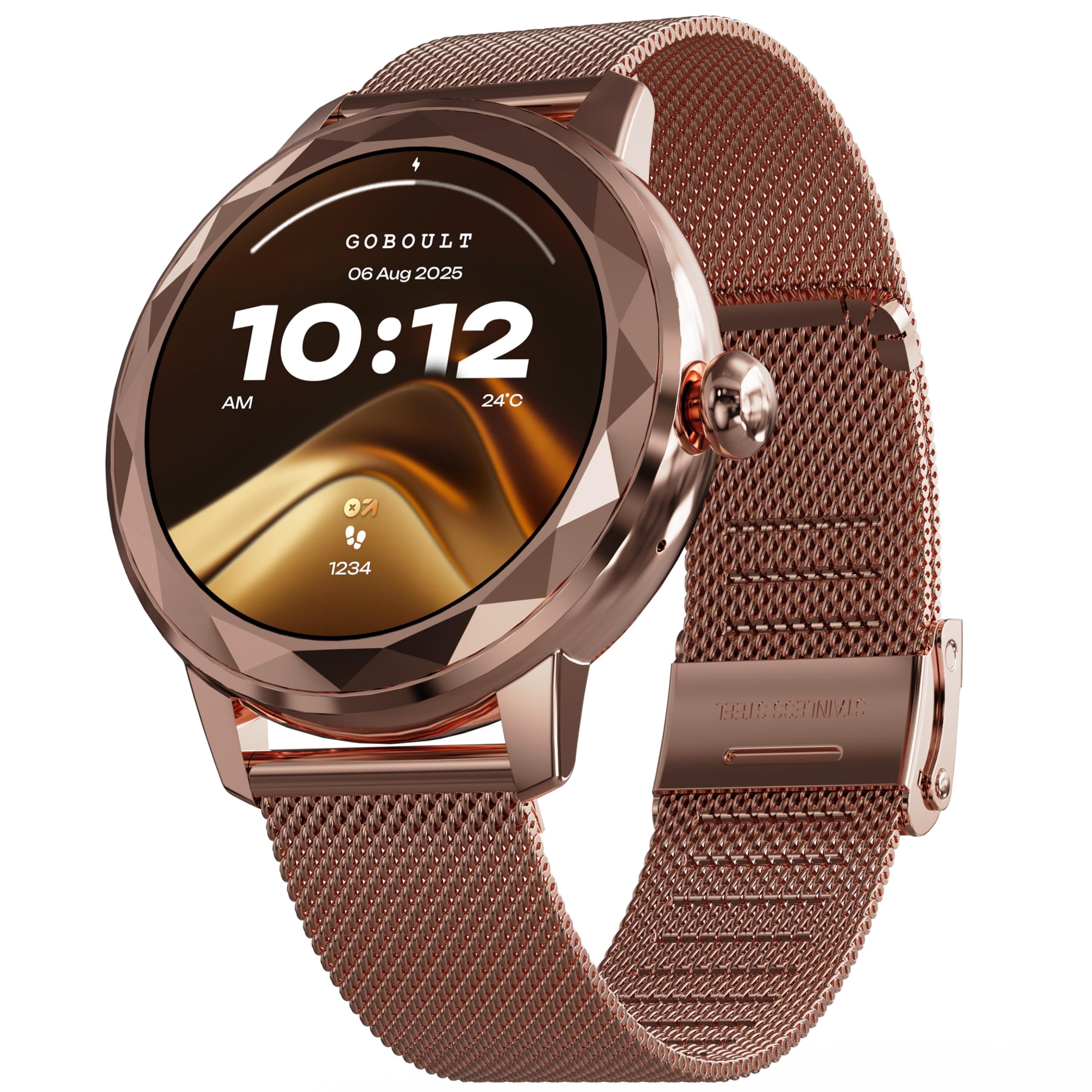GOBOULT Newly Launched Alora Smart Watch 1.19'' AMOLED Display, BT Calling, Rotating Bezel, 150+Watchfaces, 800 Nits Brightness, AI Voice Assistant, S...