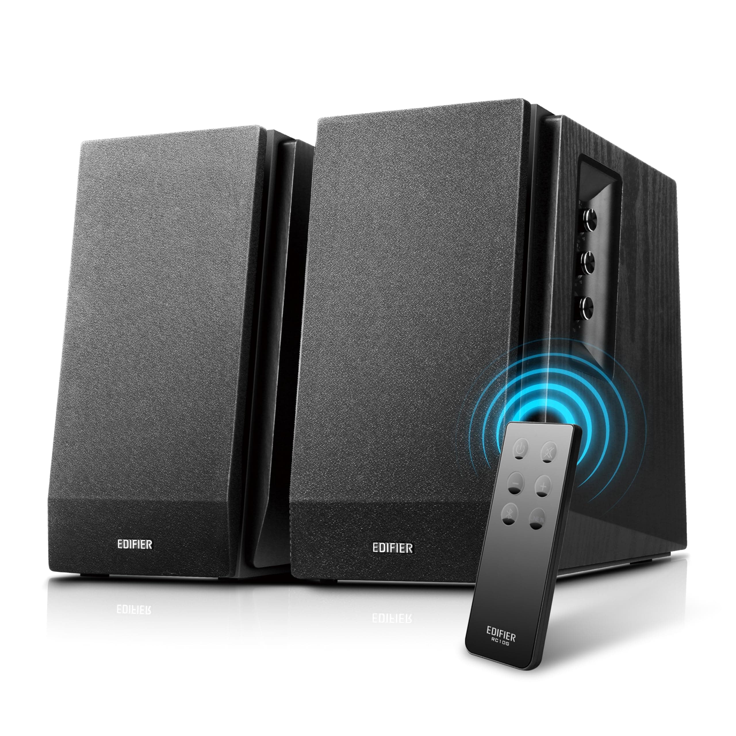 Edifier R1700BT Bluetooth Bookshelf Speakers (Black) - Active Near-Field Studio Monitors - Powered Speakers 2.0 Setup Wooden Enclosure - 66w RMS