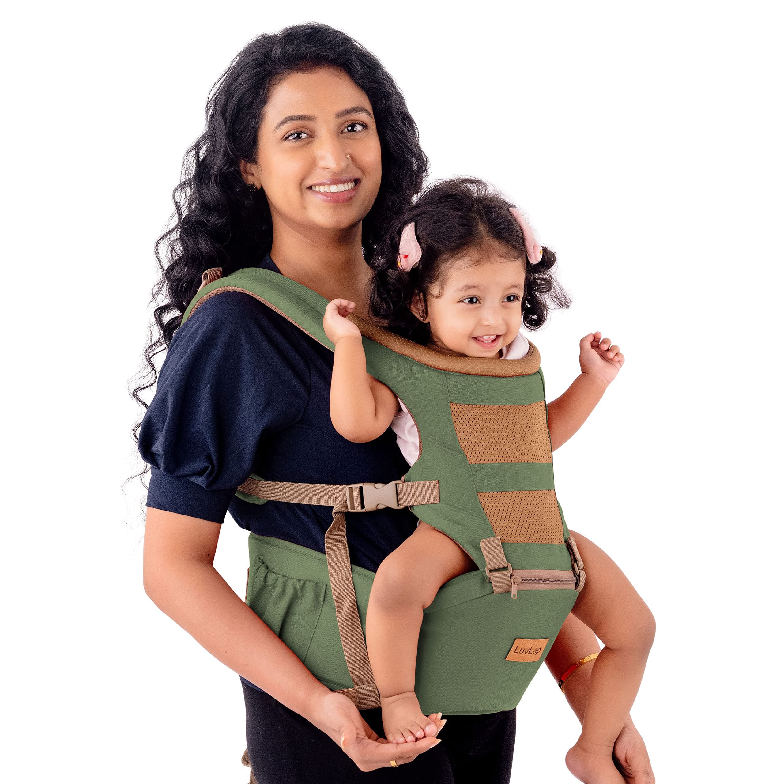 LuvLap Royal Baby Hip Seat Carrier with 4 Carry Positions, for 4 to 24 Months, Max Weight Up to 15 Kgs (Green)