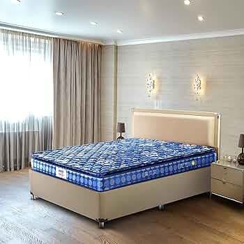 peps Springkoil Bonnell Pillow Top 8-inch Super King Size Spring Mattress (Dark Blue, 84x72x08)