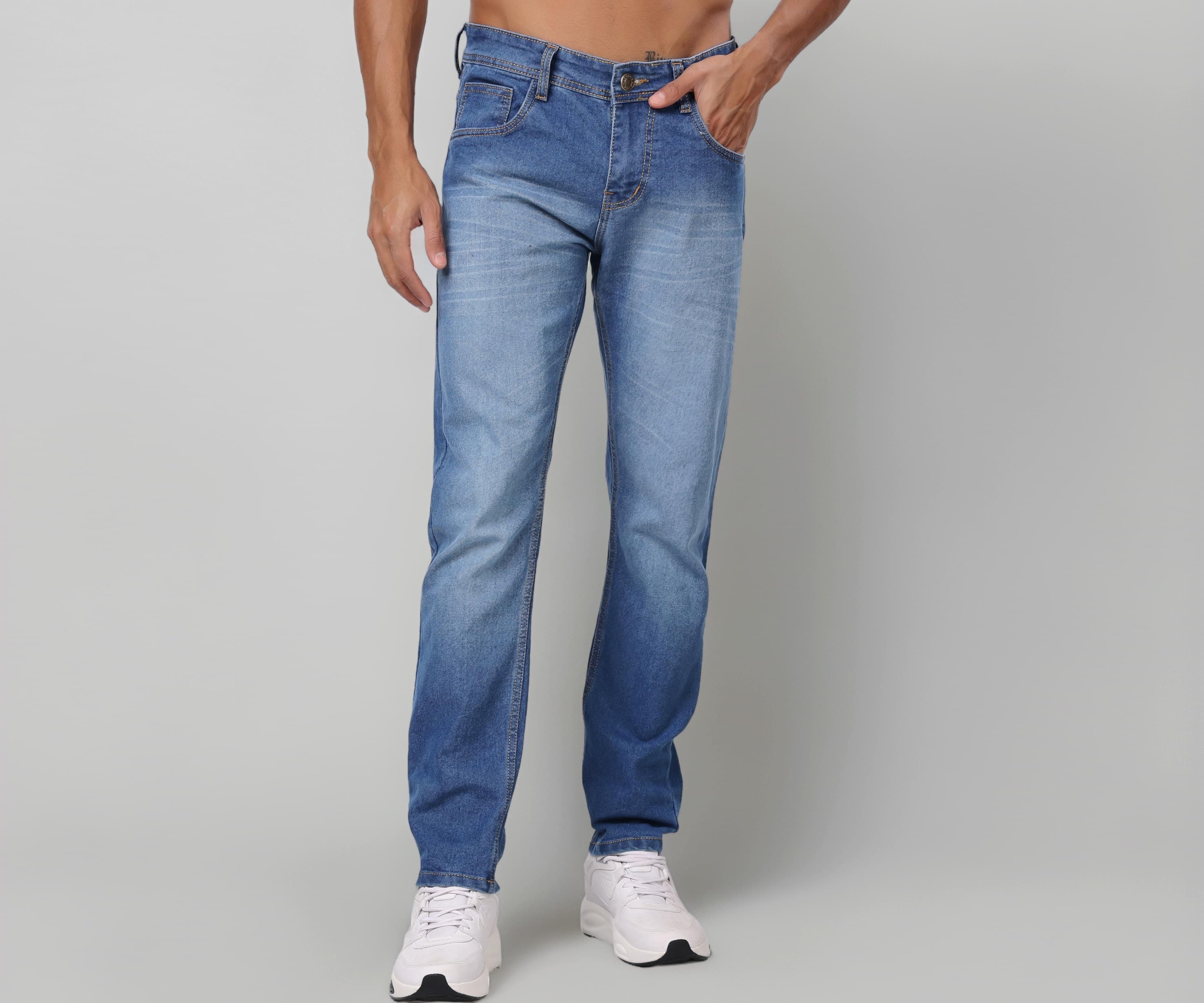 London Hills Men's Regular Fit Mid Rise Jeans