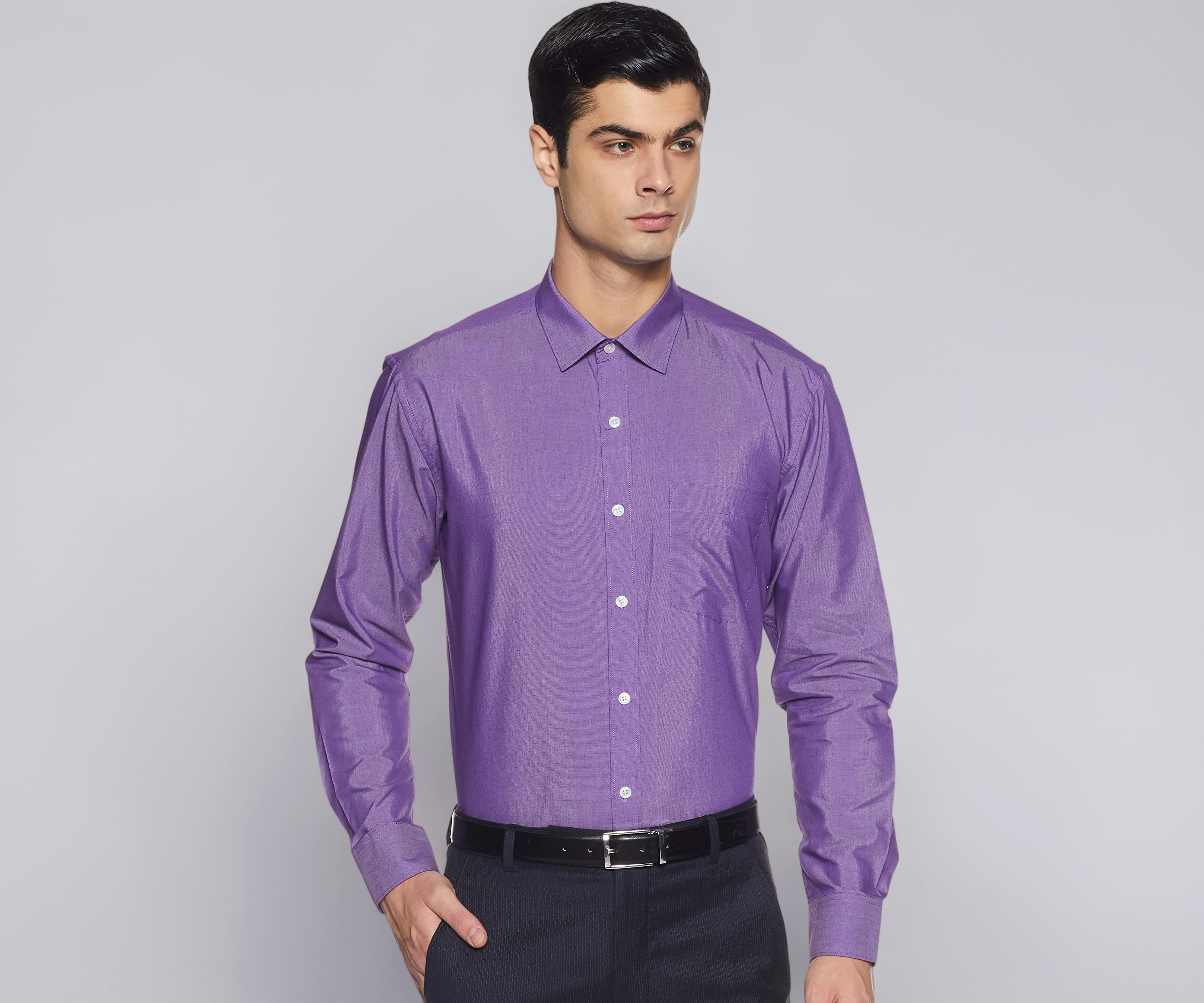 Amazon Brand - Symbol Men's Cotton Formal Shirt | Plain | Full Sleeve - Regular Fit (Available in Plus Sizes)