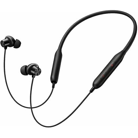 Wireless Z3 Bluetooth Neckband Earbuds with 12.4mm Drivers, Dynamic Bass Enhancement, Bluetooth 5.4 & Long Battery Life Compatible with Oppo, OnePlus, Vivo (Black)