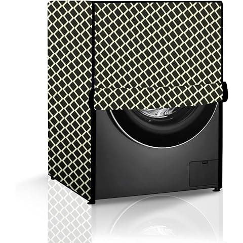 The Furnishing Tree Washing Machine Cover Check Coffee Compatible for Bosch 6 Kg Fully-Automatic Front Loading WLJ2006OIN - D × W × H : ( 48.3x61x86.4 CM )