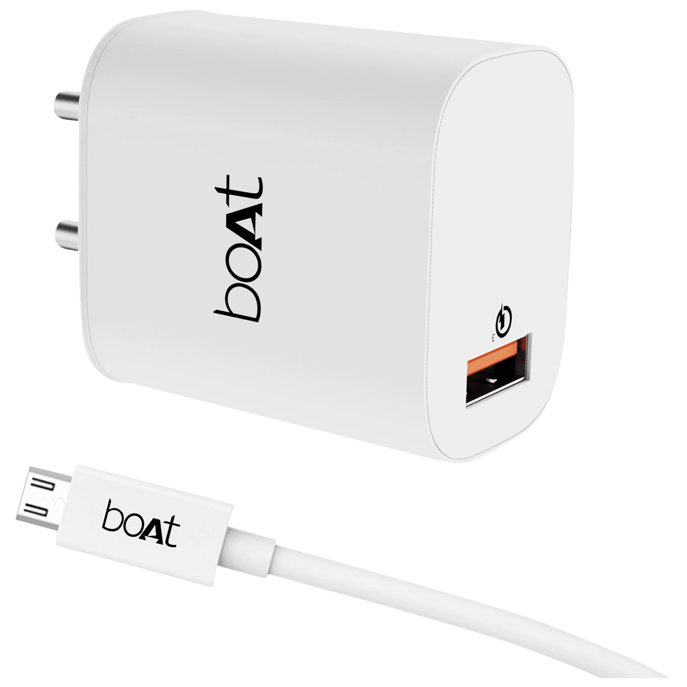 boAt 18 Watts/3.1A 1-Port Wall Charging Adapter with Cable (Quick Charge 3.0 Technology, WCD, White)