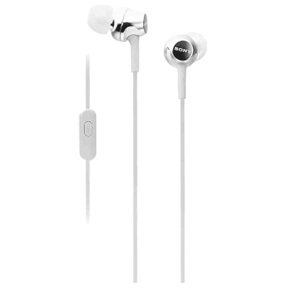 Sony MDR-EX155AP In-Ear Wired Earphones with Mic (White)