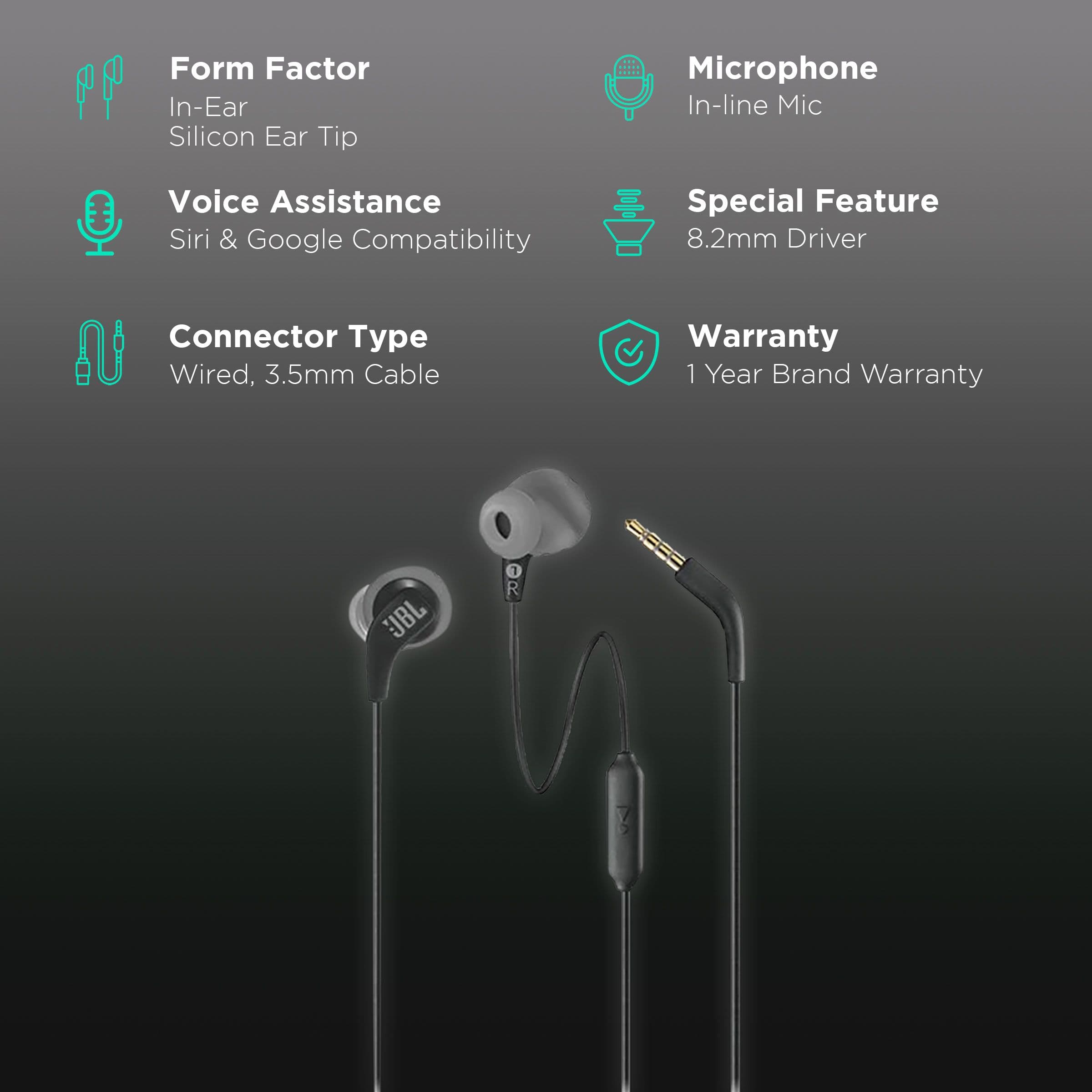 JBL Endurance Run Earphones (Black) Price, Specifications & Features.