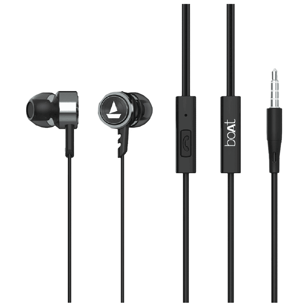 boAt Bassheads 122 Wired Earphone with Mic (In Ear, Gun Metal)